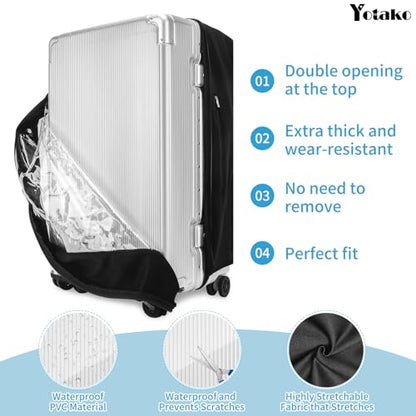 Yotako Upgraded Zippered Transparent PVC Suitcase Cover, No Disassembly Required Clear Luggage Protector for Suitcase Luggage Protector Cover 24''