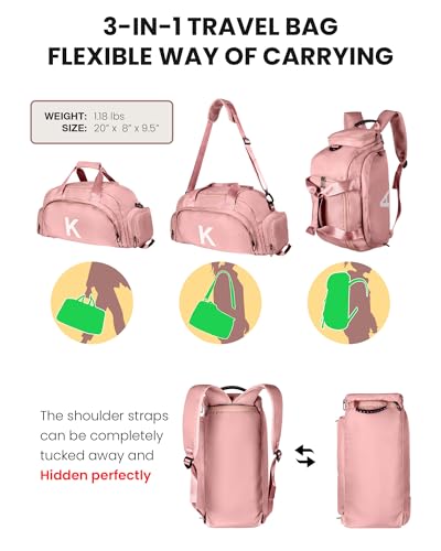 8 Year Old Girl Birthday Gift, Initial Gym Bag Dance Bag for Girls - color: Pink, style: N