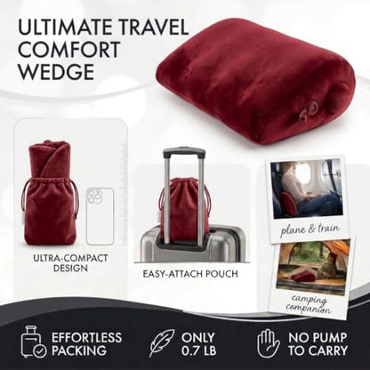Inflatable Wedge Pillow, Travel, Leg Elevation, Sleep (Red) - color: Red