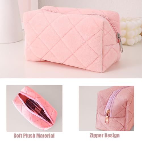 Makeup Bag Small Cosmetic Bags for Purse Women Girls Y2k Checkered Make Up Pouch - color: White