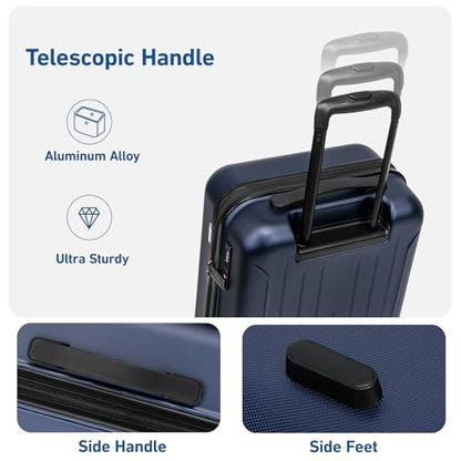 KYME Luggage Sets 2 Piece Hardshell Suitcase with TSA Lock,Navy, 20"/24" - color: Navy Blue, size: 2Pcs Set(20"/24")
