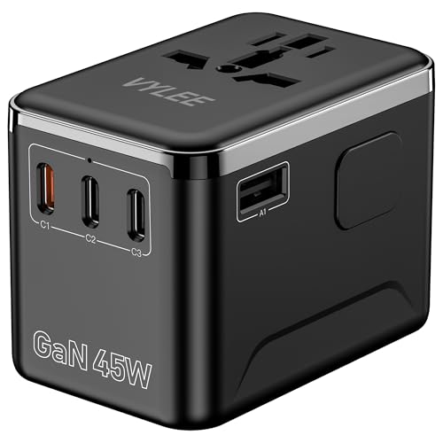 VYLEE Universal Travel Adapter, PD45W GaN International Power Adapter