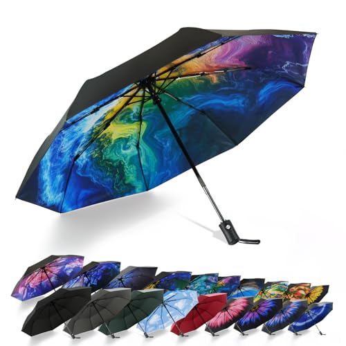 SY COMPACT Travel Umbrella - Windproof Automatic Compact Umbrellas for Rain - color: UPF-Tide