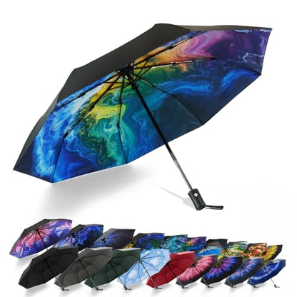 SY COMPACT Travel Umbrella - Windproof Automatic Compact Umbrellas for Rain - color: UPF-Tide