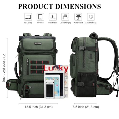 WITZMAN Carry on Travel Backpack for Men Airline Approved Fits 16" Laptop - color: 02.army Green