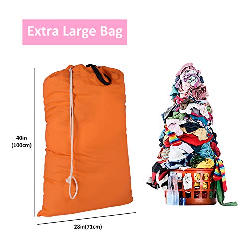 SWISSELITE Heavy Duty Laundry Bag, Large Travel Dirty Clothes Bag - color: Orange