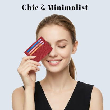 Airkit Small Slim ID Case, Womens Credit Card Holder Wallet, RFID Sleeve - color: Classic Red