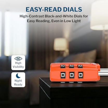Forge TSA Approved Luggage Locks, Open Alert TSA Locks, Orange, 2 Pack - color: Orange 2PK