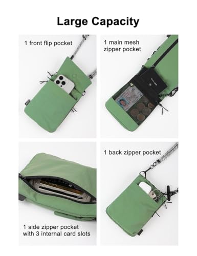 GOX Neck Wallet for Traveling Women,RFID Blocking Crossbody Wallet - color: Olive
