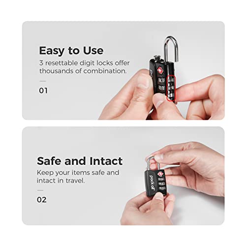 pack all TSA Approved Travel Luggage Locks, Resettable 3-Digit Code