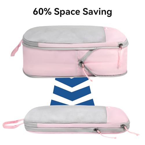 Voova Compression Packing Cubes for Travel, 6 Piece Set, Pink - color: Pink