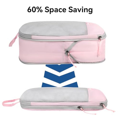 Voova Compression Packing Cubes for Travel, 6 Piece Set, Pink - color: Pink