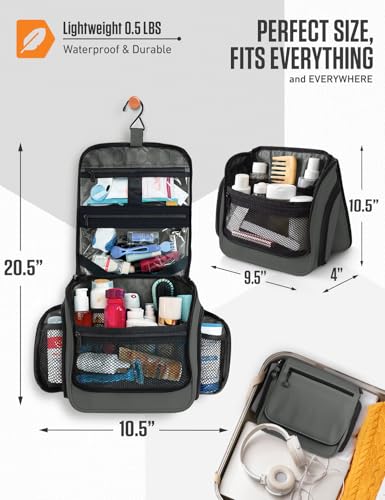VENTURE 4TH Hanging Travel Toiletry Bag, 18 Compartments - Shadow Gray - color: Shadow Gray