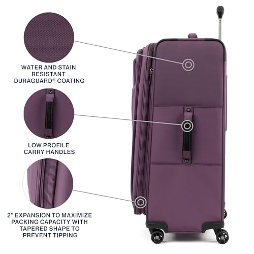 Travelpro Tourlite Softside 29" Expandable Luggage with 4 Spinner Wheels, Lightweight Suitcase, Checked Large, Deep Purple - color: Deep Purple, size: Checked-Large 29-Inch