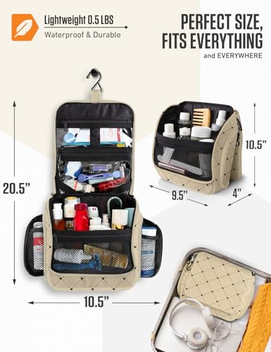 VENTURE 4TH Hanging Travel Toiletry Bag, 17 Compartments - Beige Diamonds - color: Beige Diamond