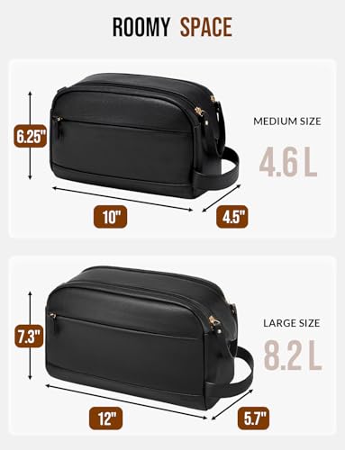 PU Leather Toiletry Bag for Men, Black, Large - color: Black, size: Large
