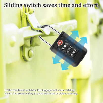 6 Pack Luggage Locks TSA Approved 3 Digit Travel Combination Portable Small Padlocks Stainless Steel TSA Accepted Toolbox Locks for Travel Bag Suitcase Lockers | Portable Small, Stainless Steel, For Travel Bag Suitcase Lockers, Toolbox Locks