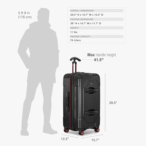 Traveler's Choice Maxporter II Polycarbonate Hardside Trunk with Spinner Wheels, Black, 28-Inch Medium Trunk - color: Black, size: 28-inch Medium Trunk