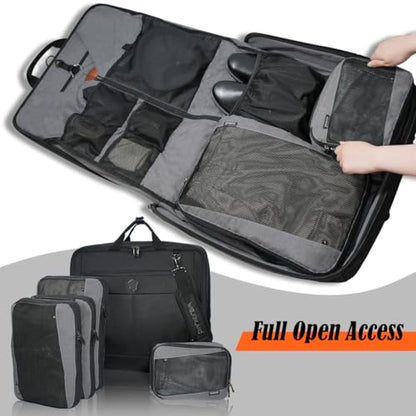 WELKINLAND 3-Suit Garment Bags for Travel & 4Pack Compression Packing Cubes