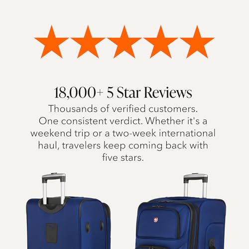 SwissGear Sion Softside Expandable Luggage – Medium Checked Suitcase with 360 Degree Wheels & Retractable Handle – 25 Inch, Perfect for 1-7 Night Trips – Blue - color: Blue, size: Checked-Medium 25-Inch
