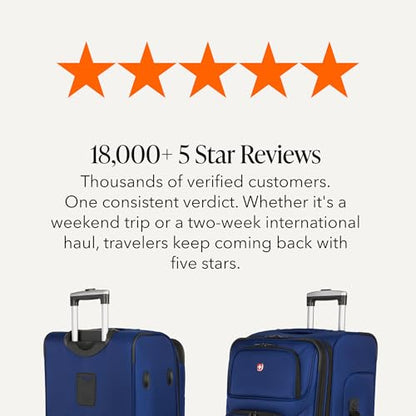 SwissGear Sion Softside Expandable Luggage – Medium Checked Suitcase with 360 Degree Wheels & Retractable Handle – 25 Inch, Perfect for 1-7 Night Trips – Blue - color: Blue, size: Checked-Medium 25-Inch