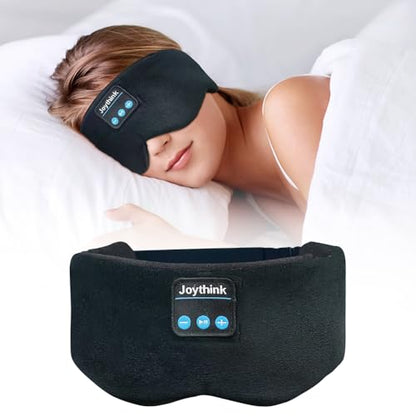 Joythink Weighted Eye Masks Bluetooth Sleep Mask Headphones Silk Wireless Bluetooth Headband for Side Sleepers Blackout for Airplane Travel Men Women Black - color: Black