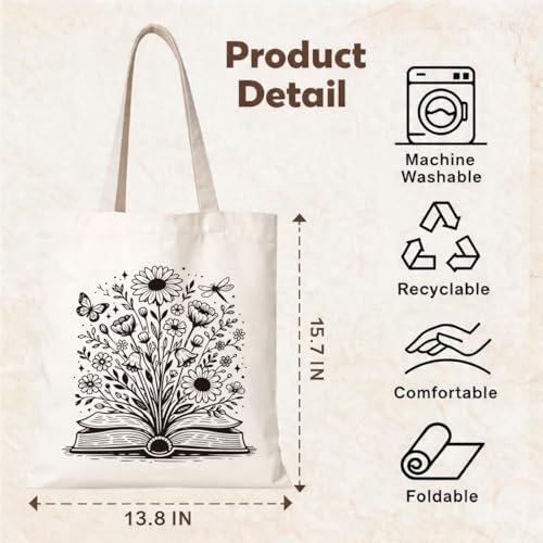 Book Lover Tote Bag with Funny Reading Quote Bag - color: Book 02