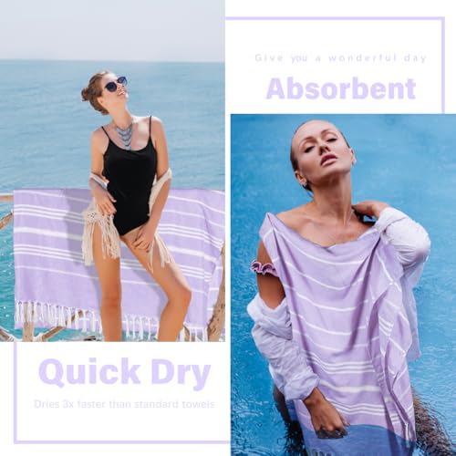 Widdonen Turkish Beach Towel Blanket Compact Giant 85x75 Purple Stripe - color: Purple