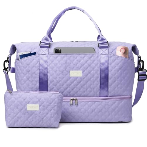 50L XL Weekender Bags for Women, Large Travel Duffle Bags, Purple - color: purple