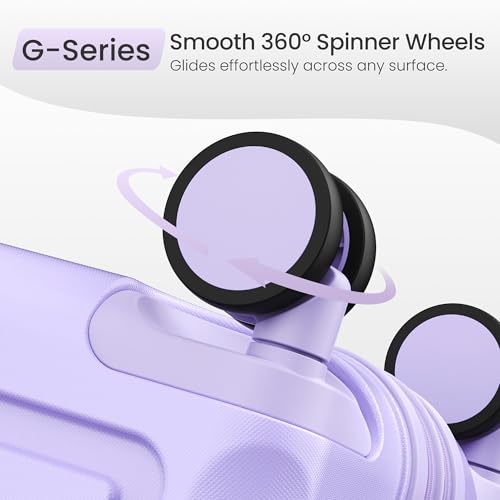 SHOWKOO G-Series Luggage set 3pcs, 100% PC Durable Hardshell Suitcase - color: Lavender Purple, size: 3-Piece Set (20/24/28in)