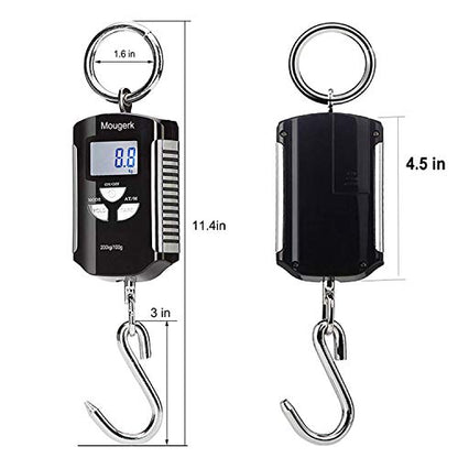 Digital Hanging Scales 440lb 200kg Heavy Duty Weight Scale 2 AAA Batteries(Not Included) (Black Silver) | Large LCD screen, Integrated product design, Easy to pick up, high precision sensors, 2 AAA Batteries(Not Included)