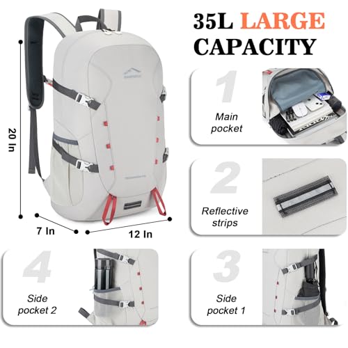 BAGPARKK 35L Ultra Lightweight Foldable Packable Hiking Backpack - color: Light Gray