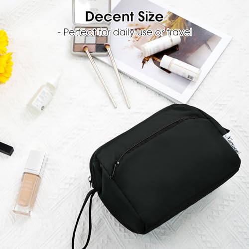 Narwey Travel Makeup Bag Toiletry Bag, Wide Open Cosmetic Bag for Women - color: A-Black, size: Small