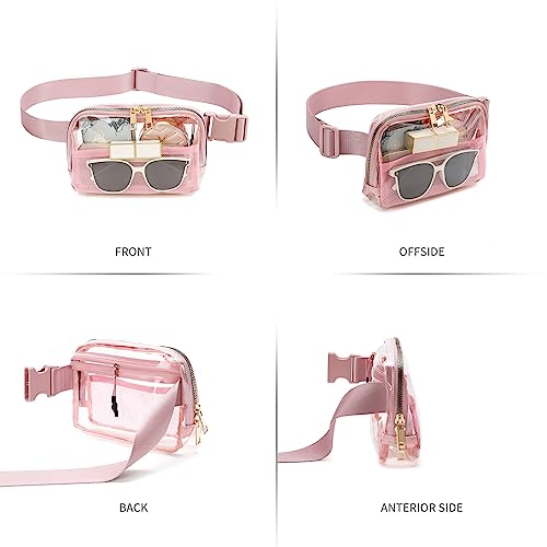 Clear Fanny Pack Stadium Approved Belt Bag, Clear Purse for Stadium Events - color: Pink