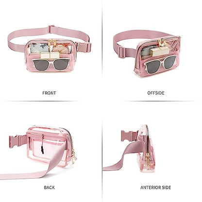 Clear Fanny Pack Stadium Approved Belt Bag, Clear Purse for Stadium Events - color: Pink