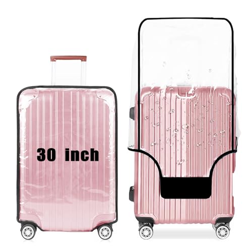 24 Inch PVC Clear Suitcase Cover (Black Trim) - size: 24"