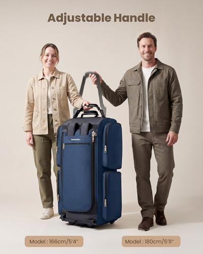 Fanwoli 120L Rolling Duffel Bag Hidden Backpack, Foldable Travel Bag - color: Blue-NEW