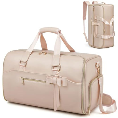 Garment Duffle Bags for Travel,Moulyan Convertible Carry on Garment Bag with Shoe Compartment,3 in 1 Waterproof Travel Suit Bag with Shoulder Strap for Men Women, Pink, Fashion,business - color: Pink
