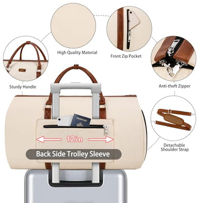 Convertible 2-in-1 Garment Bags for Travel with Waterproof Shoe Compartment - color: 1-Off White