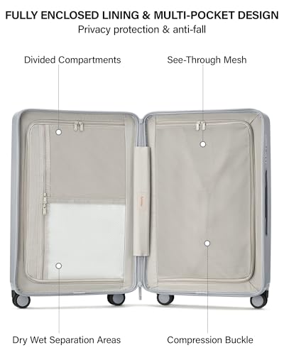 Hanke Upgraded Elite 29 Inch Extra Large Checked Luggage, PC Hard Shell Suitcases with Wheels, TSA Lock, Explosion-Proof Zipper Suitcase for Long Travel Men & Women,Grey - color: Grey, size: 29 Inch