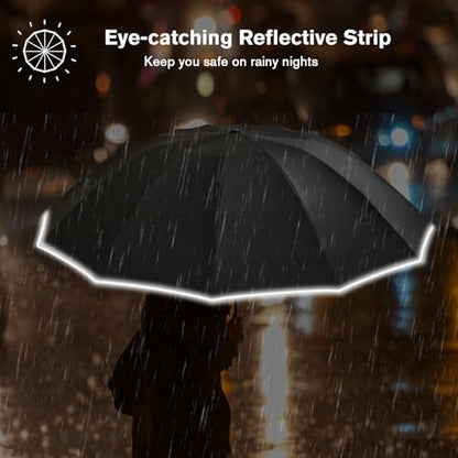 G4Free 42 Inch Eco Windproof Umbrella for Rain Strong Compact Umbrellas - color: Black