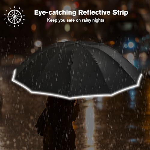 G4Free 42 Inch Eco Windproof Umbrella for Rain Strong Compact Umbrellas - color: Black