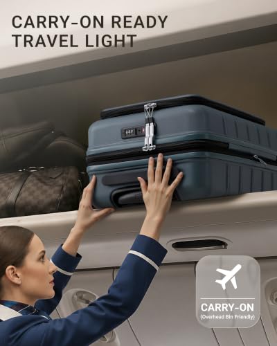 TAKUMI Suitcases with Wheels, Expandable Carry on Luggage, Navy, 20 Inch - color: Navy, size: 20 Inch - Single
