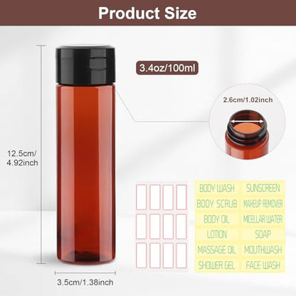 Cosywell 5 Pack Travel Bottles for Toiletries 3.4oz Shampoo Bottles - style: C-3.4oz-Amber
