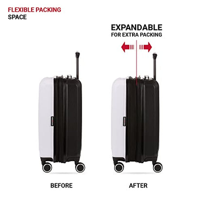 SwissGear Duet Expandable Luggage, Hard Shell Carry-On Luggage with Spinner Wheels - color: Black/White, size: Carry-On 19-Inch