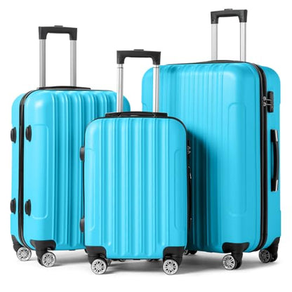 Karl home Luggage Set of 3 Hardside Suitcase Sets - Blue (20/24/28) - color: Blue, size: 3 Piece Set
