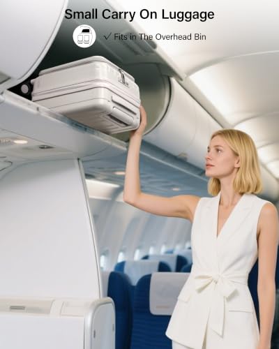 Hanke Top Opening Carry-On - Expandable 16 Inch Airline Approved Spinner - color: Ivory White, size: 16 Inch Expandable