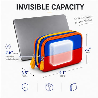 Charger Organizer Travel Case for Laptop Adapters and Cables - color: Blue/Red