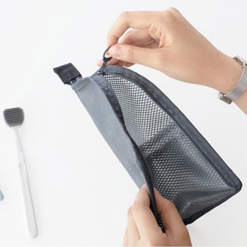Standing Toiletry Bag Stand up Makeup Brush Holder for Travel, Black, Cosmetic Case
