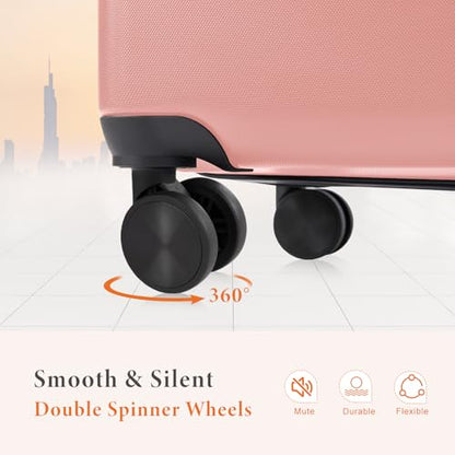 Sweetcrispy 28 Inch Checked Luggage, Suitcase with Spinner Wheels - color: Pink, size: 28 Inch